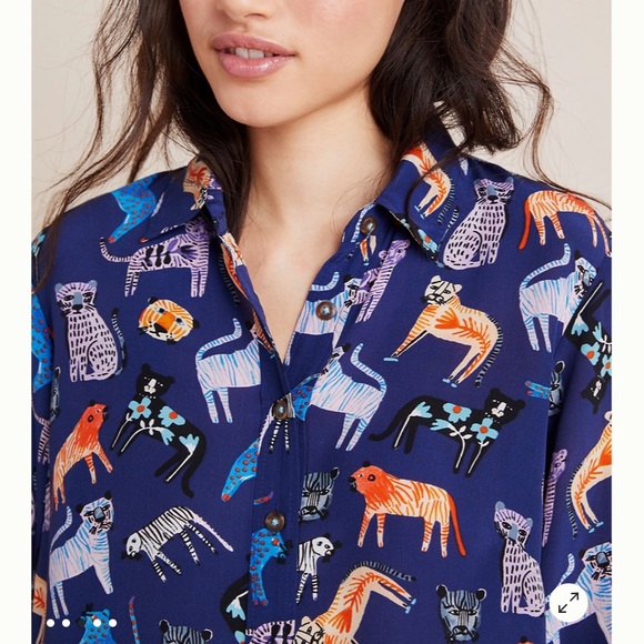 Anthropologie Carolyn Gavin Mariposa Silk Blouse - Picture 3 of 8